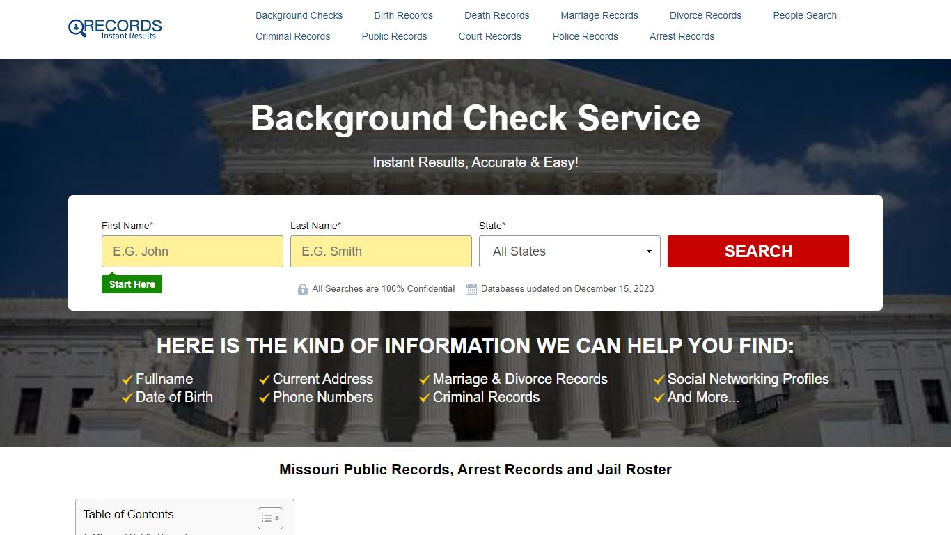 Missouri Public Records, Arrest Records and Jail Roster